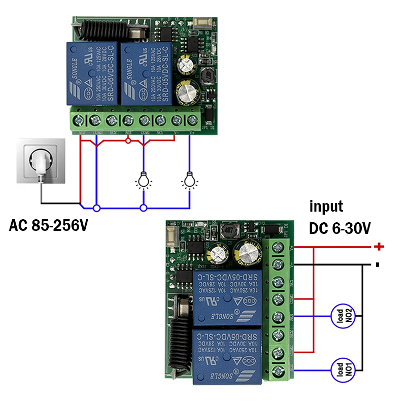 DC 9V 12V 24V AC 85-250V 2CH R - 433Mhz Receiver Module recension och pris